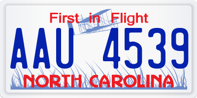 NC license plate AAU4539