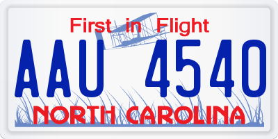NC license plate AAU4540