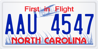 NC license plate AAU4547