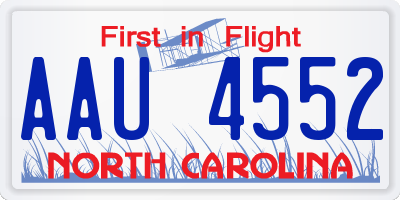 NC license plate AAU4552
