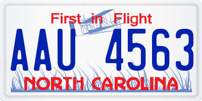NC license plate AAU4563