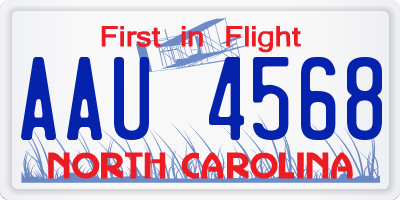 NC license plate AAU4568