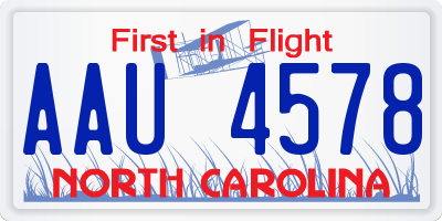 NC license plate AAU4578