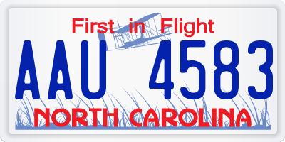 NC license plate AAU4583