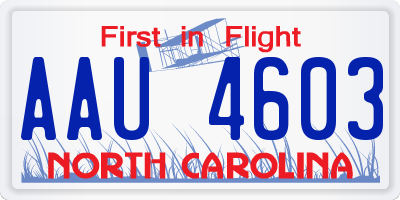 NC license plate AAU4603