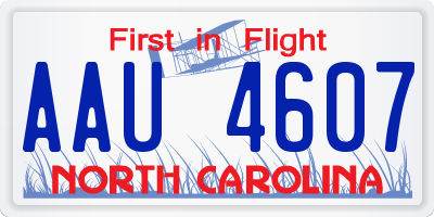 NC license plate AAU4607