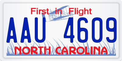 NC license plate AAU4609