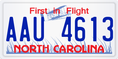 NC license plate AAU4613