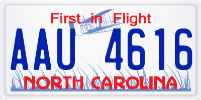 NC license plate AAU4616
