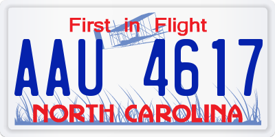 NC license plate AAU4617