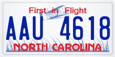 NC license plate AAU4618