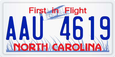 NC license plate AAU4619