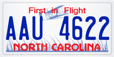 NC license plate AAU4622