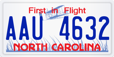 NC license plate AAU4632