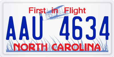 NC license plate AAU4634