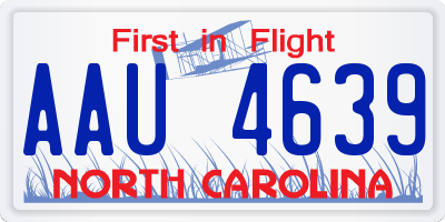 NC license plate AAU4639