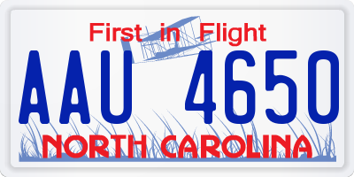 NC license plate AAU4650
