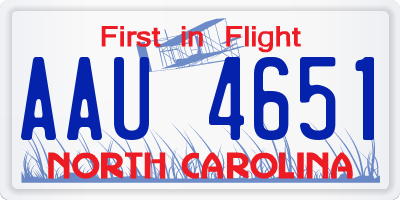 NC license plate AAU4651