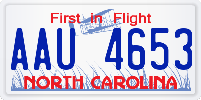 NC license plate AAU4653