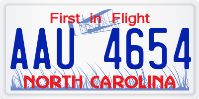 NC license plate AAU4654