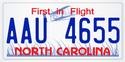 NC license plate AAU4655