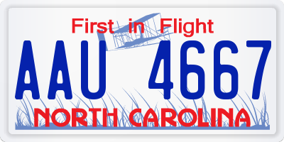 NC license plate AAU4667