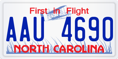 NC license plate AAU4690