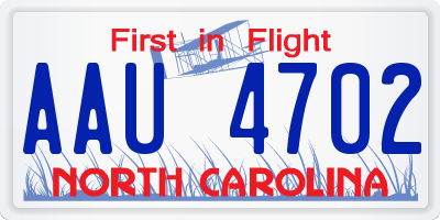 NC license plate AAU4702