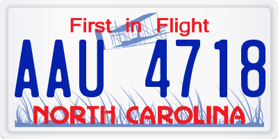 NC license plate AAU4718