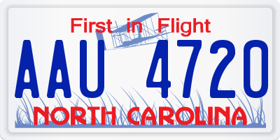 NC license plate AAU4720