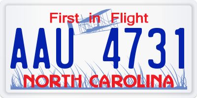 NC license plate AAU4731