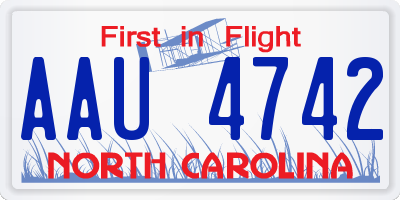 NC license plate AAU4742