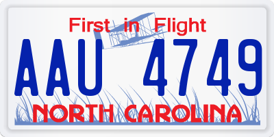 NC license plate AAU4749