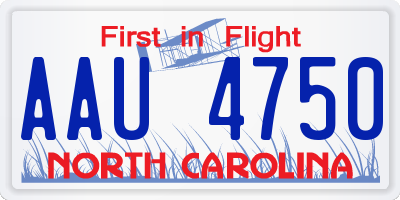NC license plate AAU4750