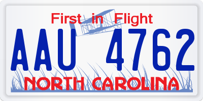 NC license plate AAU4762