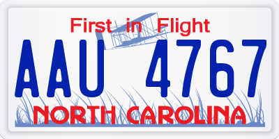NC license plate AAU4767