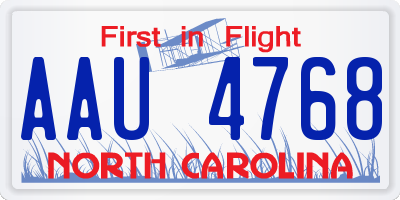 NC license plate AAU4768
