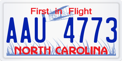 NC license plate AAU4773