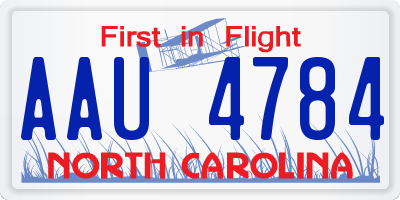 NC license plate AAU4784