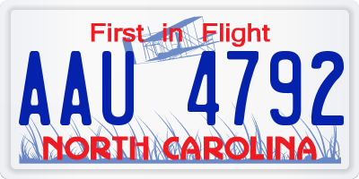 NC license plate AAU4792