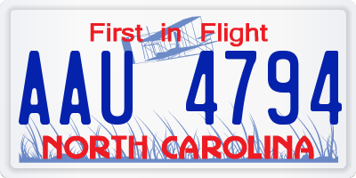 NC license plate AAU4794