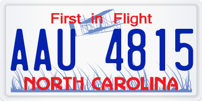 NC license plate AAU4815