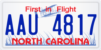 NC license plate AAU4817