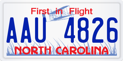 NC license plate AAU4826