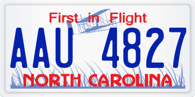 NC license plate AAU4827