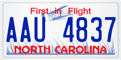 NC license plate AAU4837