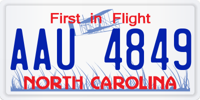 NC license plate AAU4849