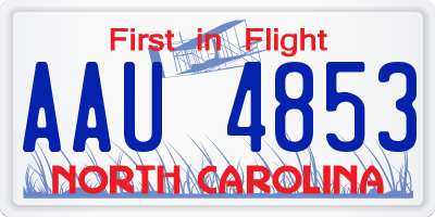 NC license plate AAU4853