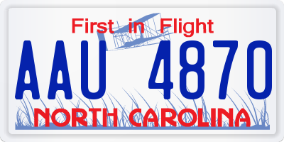 NC license plate AAU4870