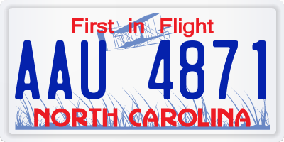 NC license plate AAU4871